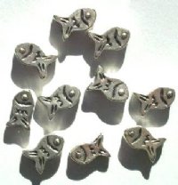 10 13mm Antique Silver Metal Fish Beads